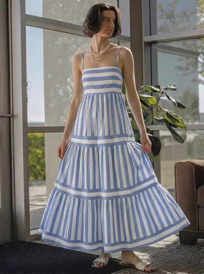 Robe Longue Rayée Élégante