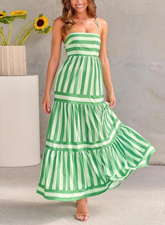 Robe Longue Rayée Élégante