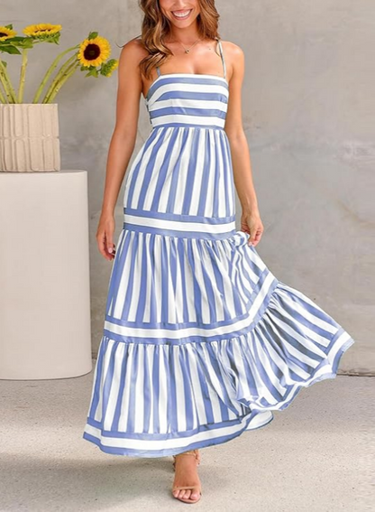 Robe Longue Rayée Élégante
