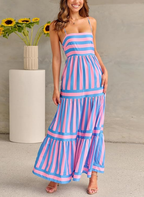 Robe Longue Rayée Élégante