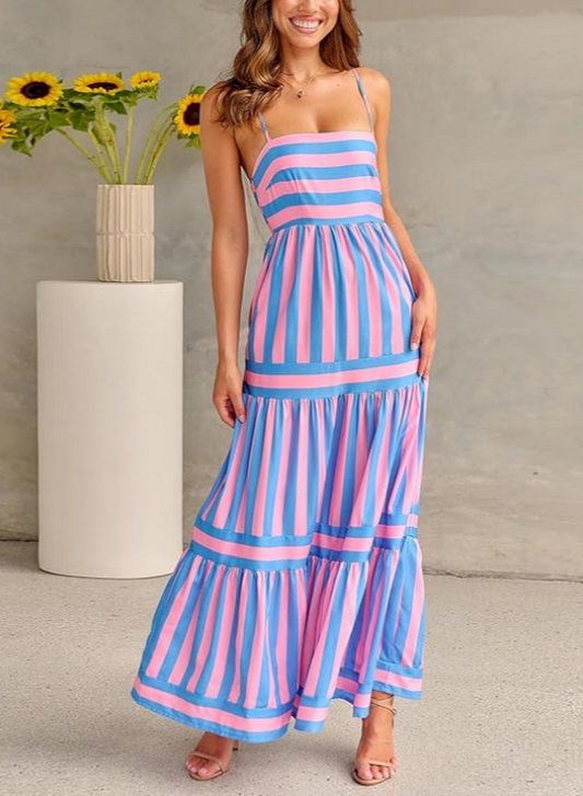 Robe Longue Rayée Élégante