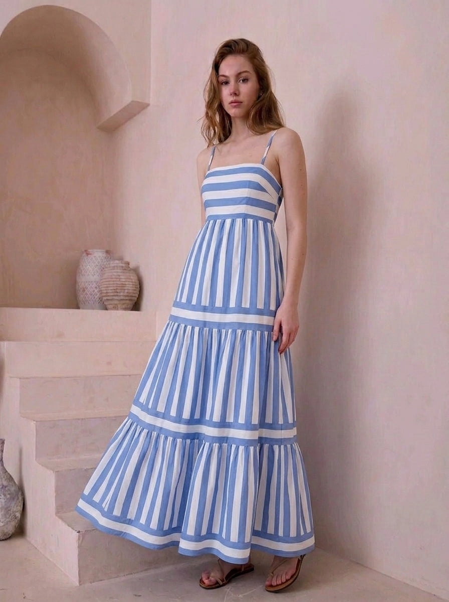 Robe Longue Rayée Élégante
