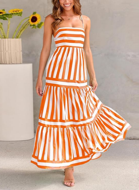 Robe Longue Rayée Élégante
