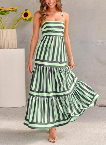 Robe Longue Rayée Élégante