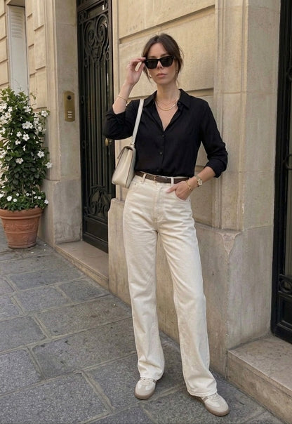 Pantalon Gris Taille Haute