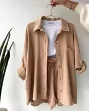 Ensemble Chemise et Short en Mousseline pour un Style Estival Décontracté et Chic