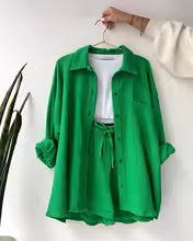 Ensemble Chemise et Short en Mousseline pour un Style Estival Décontracté et Chic