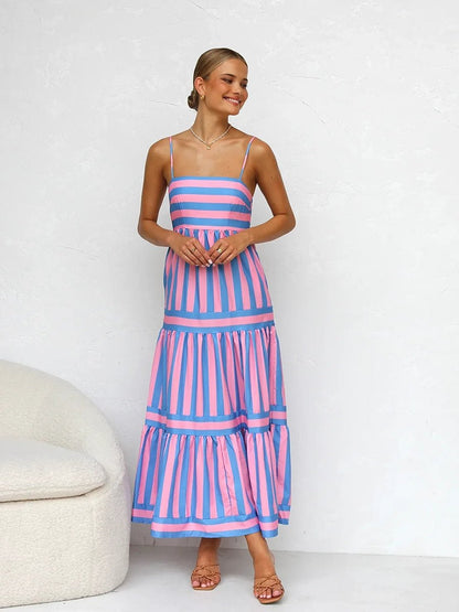 Robe Longue Rayée Élégante