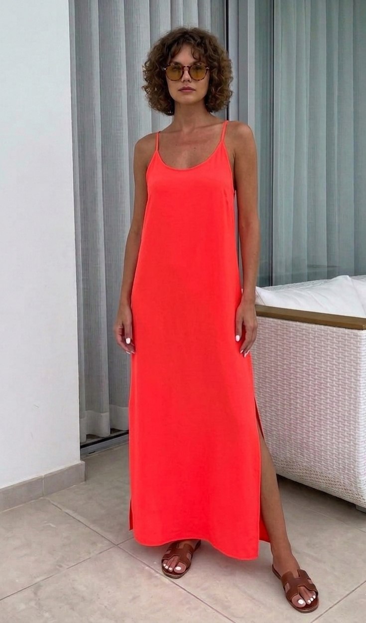 Robe Maxi Fluide à Bretelles pour un Été Léger et Élégant