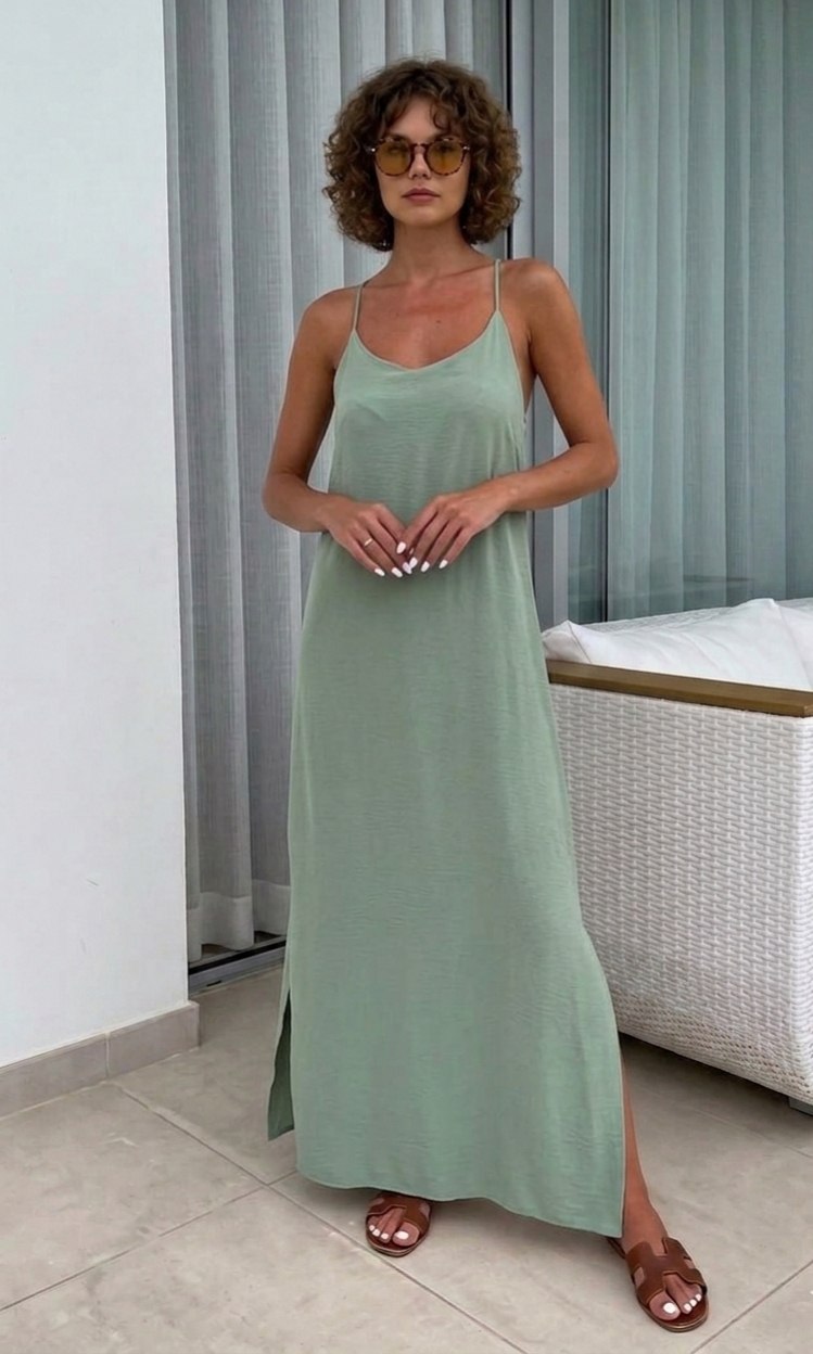 Robe Maxi Fluide à Bretelles pour un Été Léger et Élégant