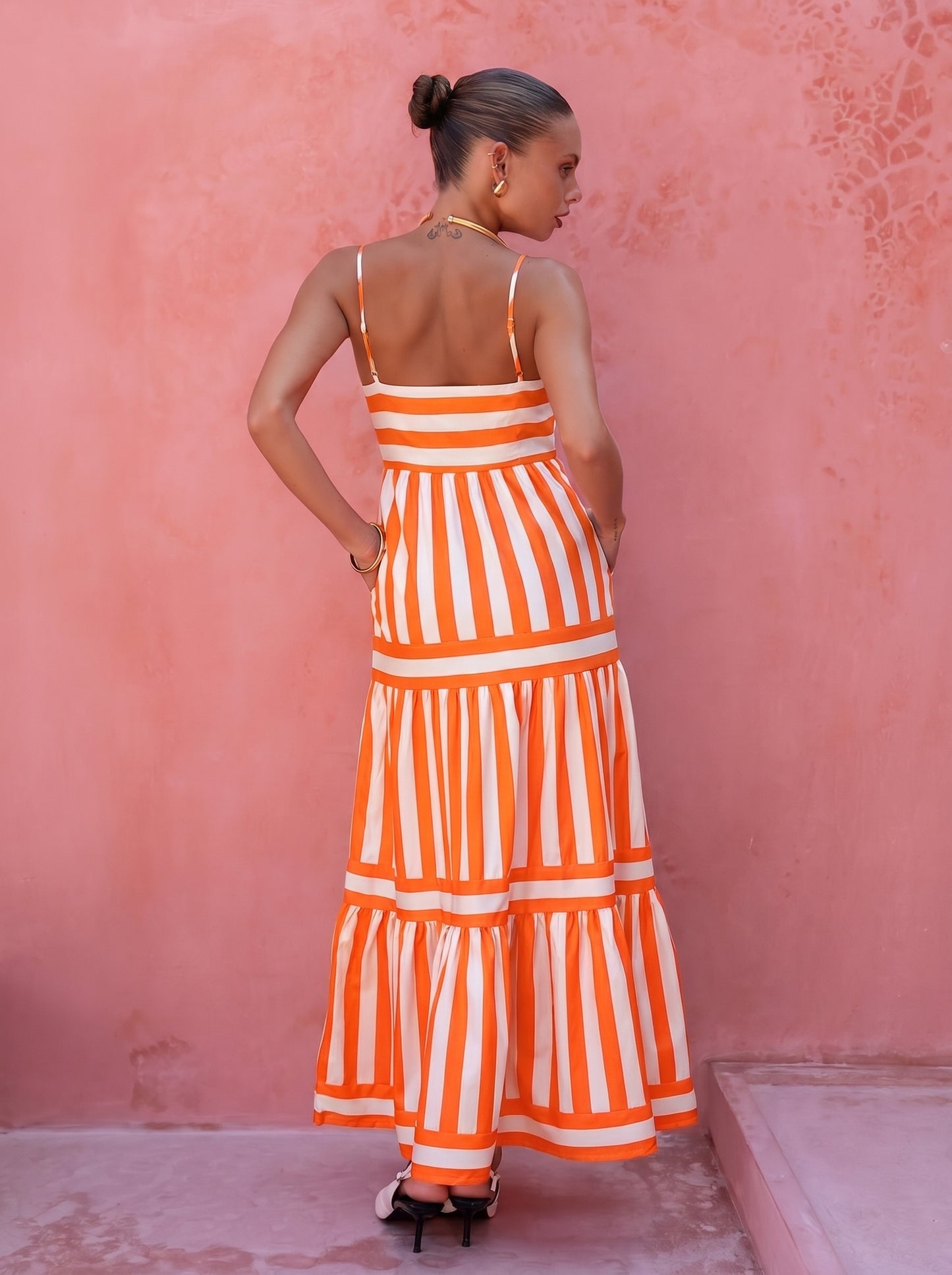 Robe Longue Rayée Élégante